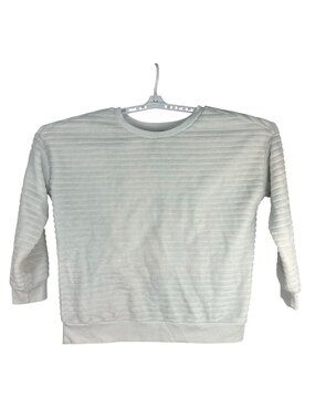 A.n.a A New Approach Womens White Crewneck Sweatshirt Large Ribbed Pullover